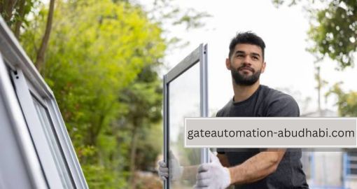 A technician is fitting Automatic Revolving Door