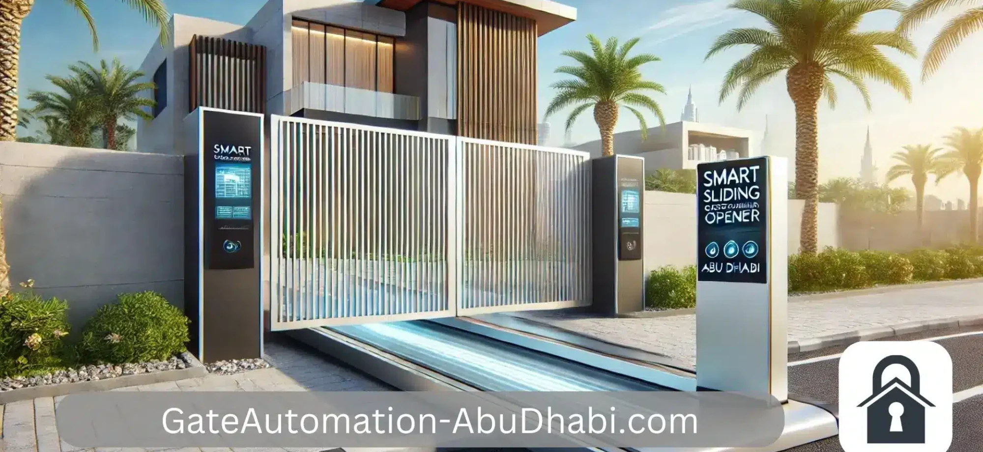 2. sliding gate opener in a modern residential area of Abu Dhabi